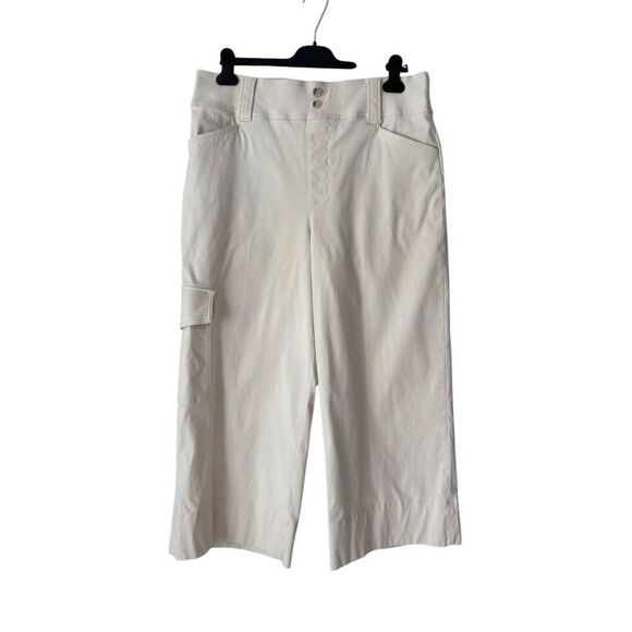 Spanx Stretch Twill Cropped Cargo Pants size 1X Eggshell Cream - Picture 4 of 8